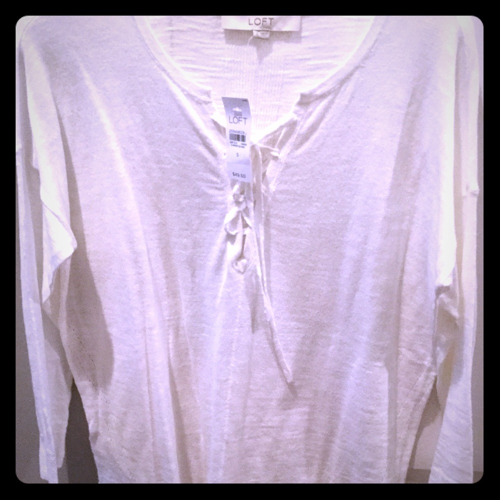 Summer white laced up sweater